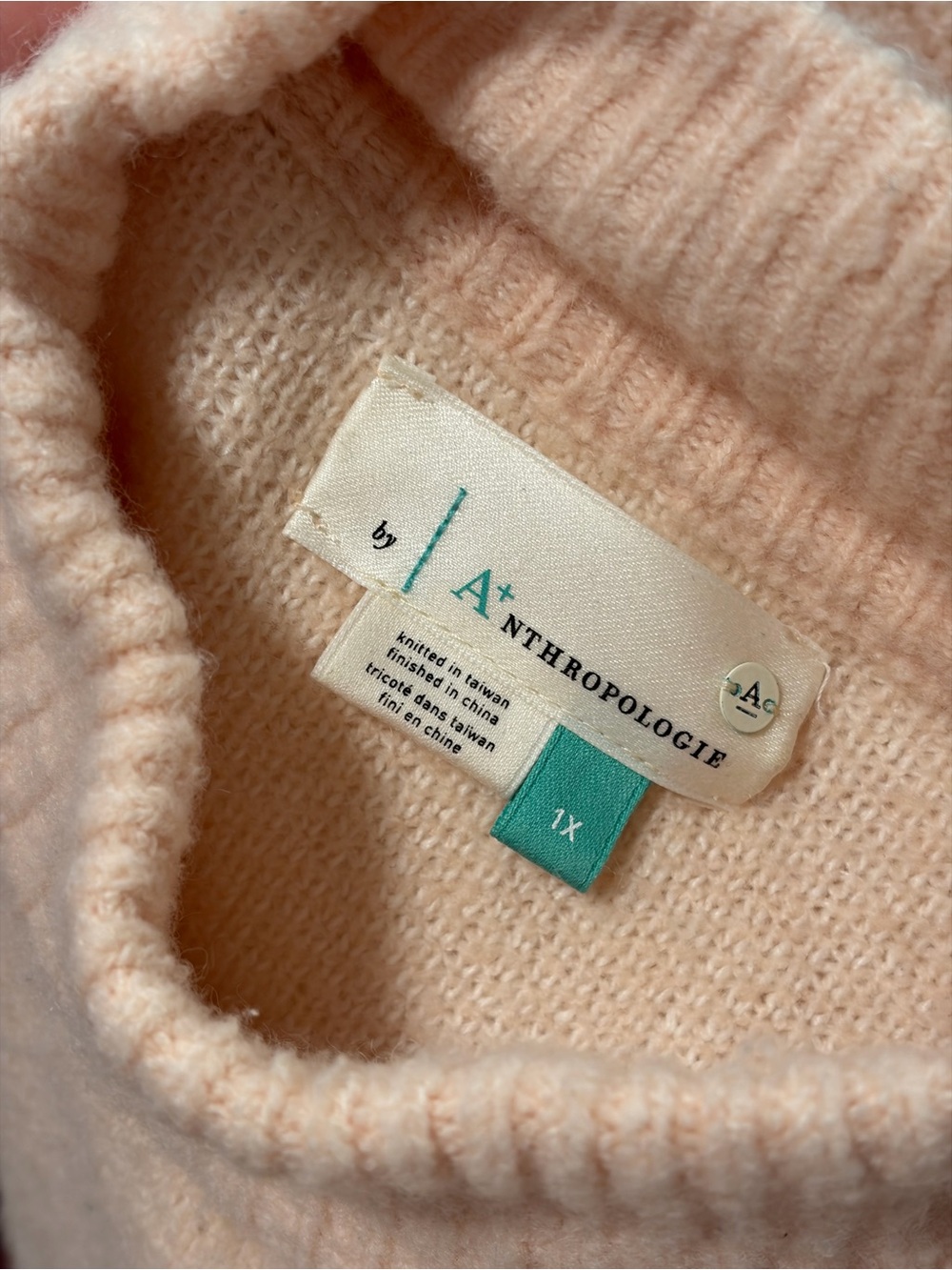 Anthropologie Cream and Peach Cowl-Neck Sweater - Picture 4 of 5